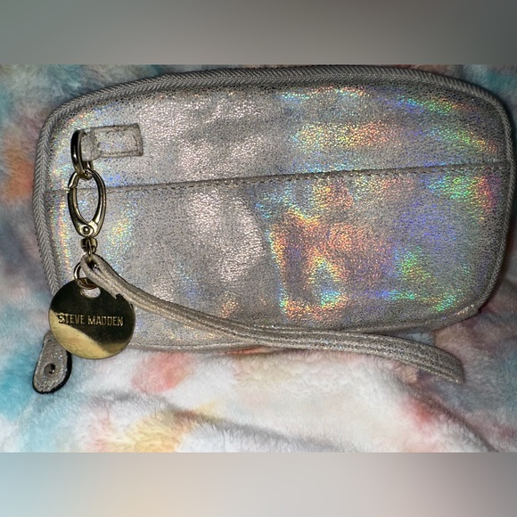 Steve Madden Holographic Zippy Wallet/Clutch Wristlet Strap - Picture 2 of 16